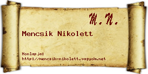 Mencsik Nikolett névjegykártya